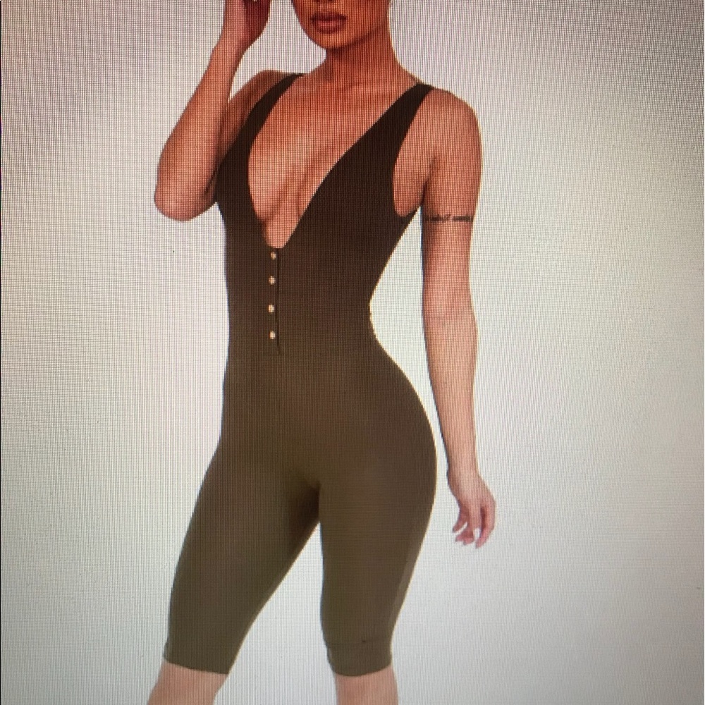 Olive Ribbed Jumpsuit